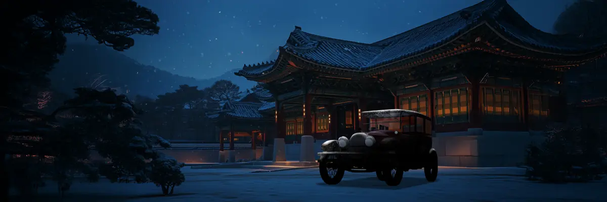 Expanded snowy palace with carriage composite